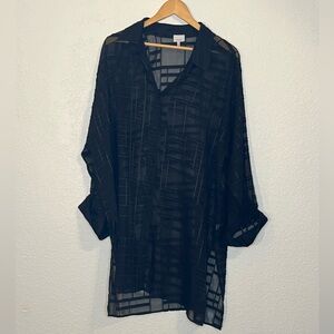 MING sheer geometric print oversized tunic/ swim cover Contemporary Whimsigoth